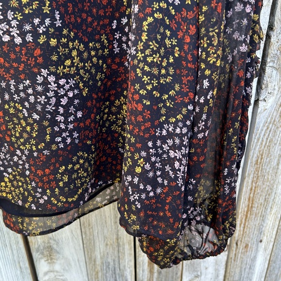 Joie Baltasar Silk Floral Print Blouse Top Midnight Black L - Picture 14 of 16
